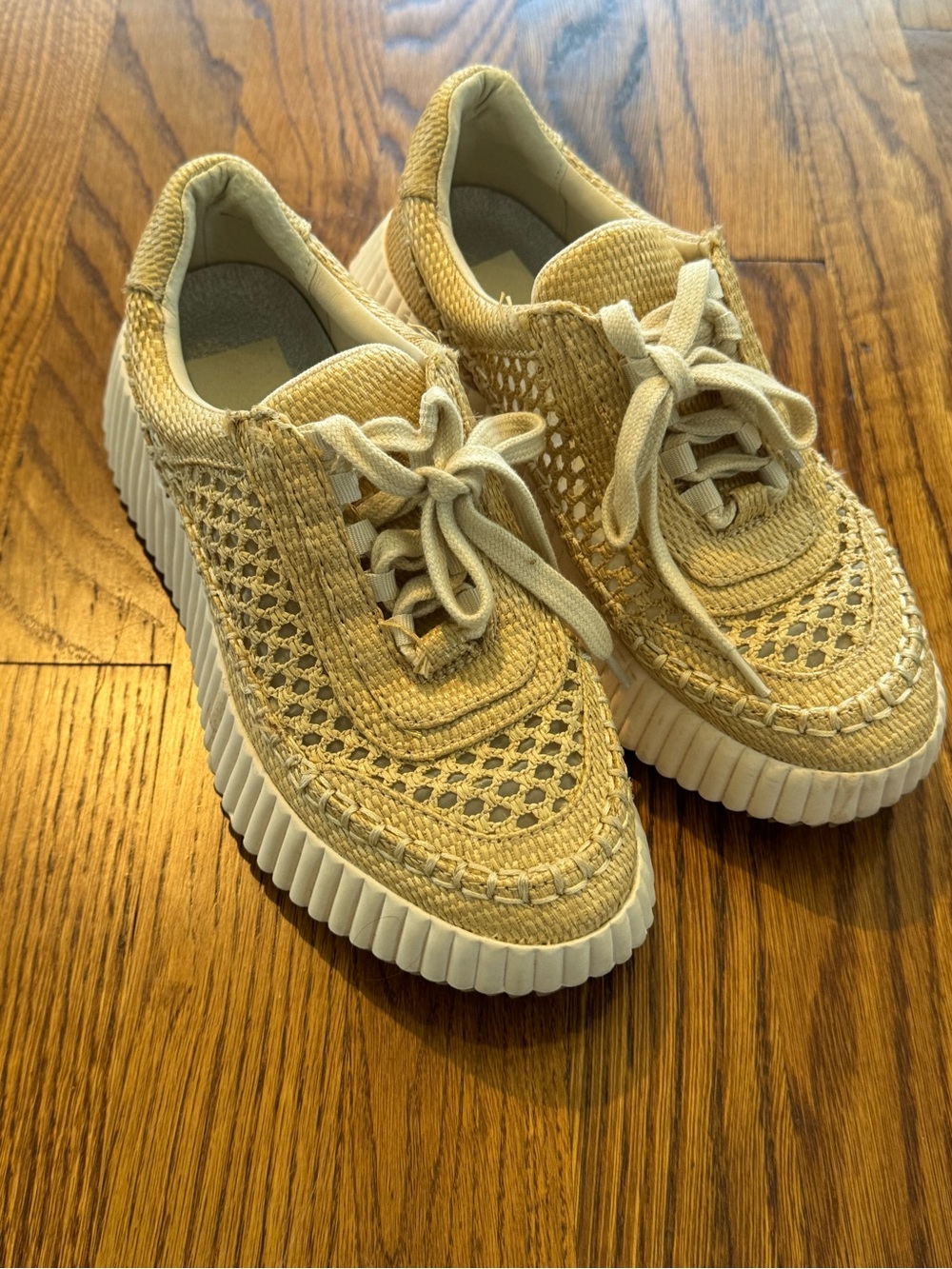 Dolce Vita Beige Woven Platform Sneakers